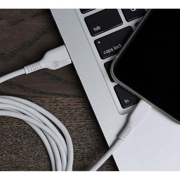 AFRA USB Charging Cable, White, 2.4A, With Data Transmission, USB A to Type C, 1 meter length, Durable, Heat Resistant, PVC Serrated Cable Cord, Compatible with Android, and other devices - Image 2