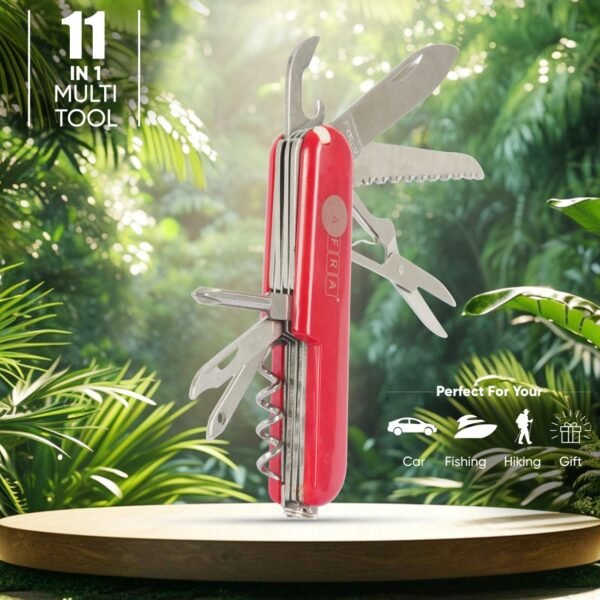 AFRA MULTIFUNCTION KNIFE 9 IN 1 RED 3CR13 STAINLESS STEEL + ABS COVER, MODEL AF003MK - Image 3