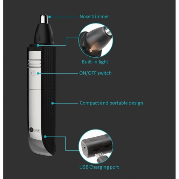 AFRA Nose Trimmer, Stainless Steel Head, Ergonomic, Portable, Rechargeable, Compact Design, Easy to Operate, USB Cable Charging, AF-0045NSBK, 2-Year Warranty - Image 9