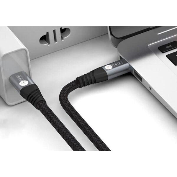 AFRA USB Charging Cable, 3A, 60W, Nylon-Braided Jacket, With Data Transmission, Type C, 1 meter length, Durable, Tangle Free - Image 4
