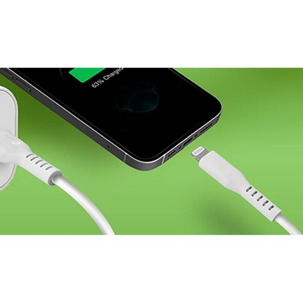 AFRA USB Charging Cable, White, 2.4A, With Data Transmission, USB A to iPhone Connector, 1 meter length, Durable, Heat Resistant, PVC Serrated Cable Cord, Compatible with iPhone, iPad, iPod. - Image 3