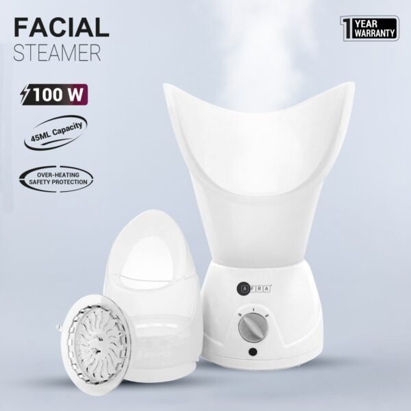 AFRA Face Steamer, PTC Fast Heater, LED Power Indicator, 45ml Water Tank, Steam Control, Over-Heating Protection, 15min Working time, AF-0100FSWT, 1 Year Warranty - Image 5