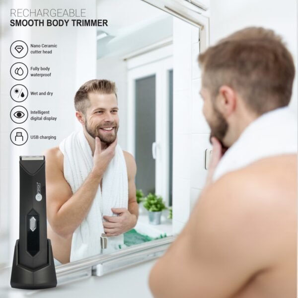 AFRA Rechargeable Hair Trimmer, LED display, USB Charging With Cleaning Brush - 600Mah Lithium Battery, 90mins Discharging Time, IPX7 Water Resistance, AF-0600HTBK, 1 Year Warranty - Image 2