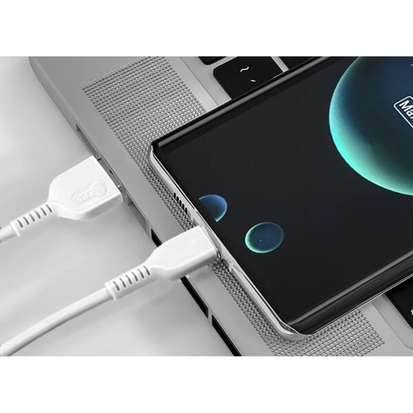 AFRA USB Charging Cable, White, 2.4A, With Data Transmission, USB A to Micro USB, 1 meter length, Durable, Heat Resistant, PVC Serrated Cable Cord, Compatible with iPhone, iPad, iPod. - Image 5