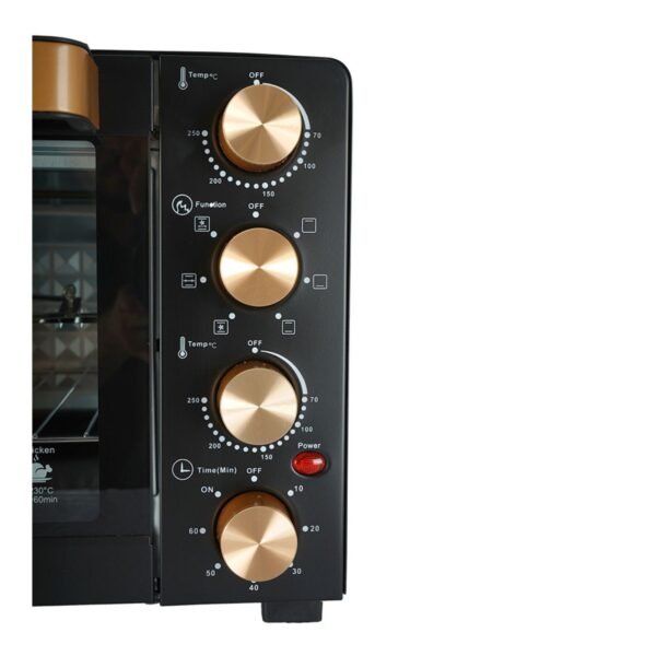 AFRA Electric Oven Toaster, 30L, 1500w Convection Rotisserie & Oven Lamp, 4 Knobs Tray, Rack, Handle, 7-Functions control, Adjustable Thermostat 70 to 250C, AF-3015OTBK, 2-Year Warranty - Image 6