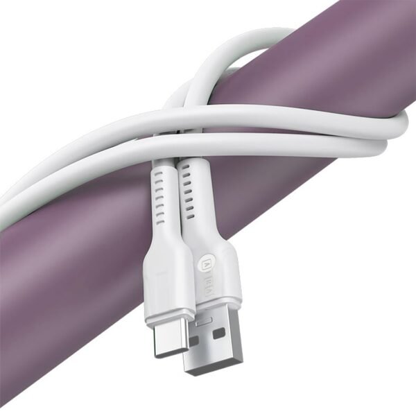 AFRA USB Charging Cable, White, 2.4A, With Data Transmission, USB A to Type C, 1 meter length, Durable, Heat Resistant, PVC Serrated Cable Cord, Compatible with Android, and other devices - Image 6