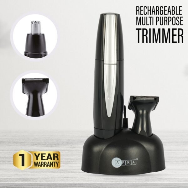 AFRA Nose trimmer set with curved blade, IPXO Rating, 1xAA battery operated, No damage skin & No impairment of hair function, Cleaning Brush & Based Stand, AF-0145NSBK, 1 Year Warranty - Image 3