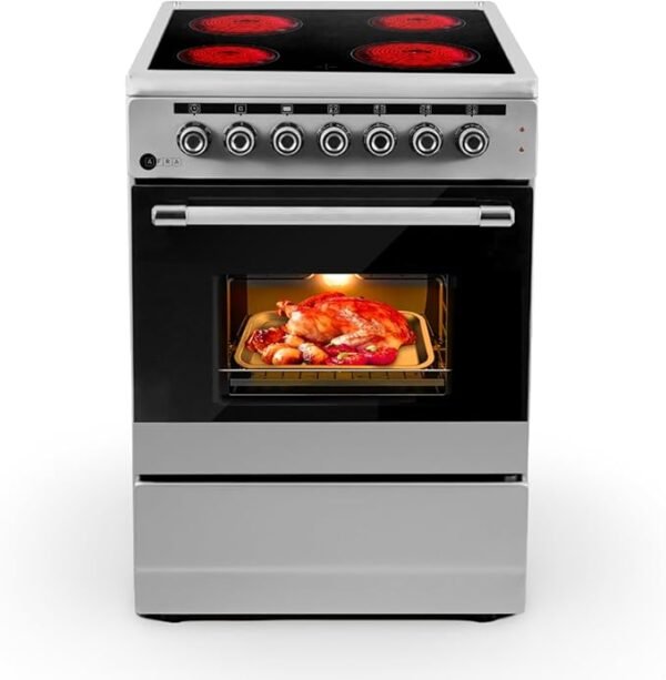 AFRA Free Standing Electric Cooking Range 60x60 – Vitro Ceramic, 64L Oven, AF-60VTSS
