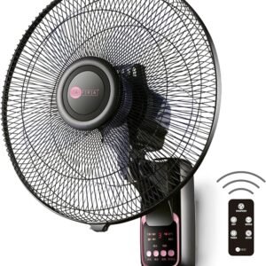 AFRA Wall Mount Fan, 16 Inch, 60w, 5.5m3/min Flow Rate, 90° Oscillation, RPM 1250 with Remote 3 Speed Controller, Black & Rose Gold, AF-1612WFBG, 2 Year Warranty