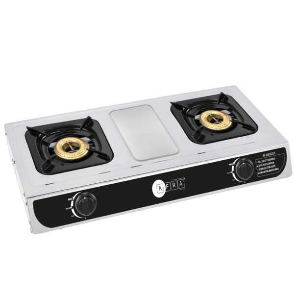 AFRA Two Burner Gas Stove, Two Burners, Battery Powered Ignition, Stainless Steel, Double Injection, G-MARK, ESMA, ROHS, and CB Certified, AF-0002GSSS, 2 years warranty - Image 4