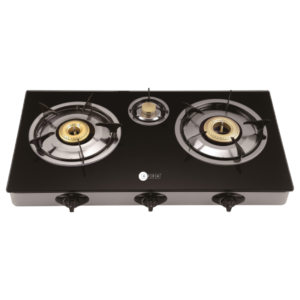 AFRA Three Burner Gas Stove, Compact Design, Tempered Glass, Easy-To-Clean, Heat Resistant, Shock Resistant, G-MARK, ESMA, ROHS, and CB Certified, AF-0003GSBK 2 years warranty