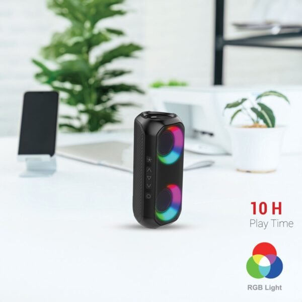 AFRA Bluetooth Speaker, 24 Watts, Black, Plastic Body, Ultra Bass, RGB Light, IPX4 Waterproof, 3.7V/2000mAh Rechargeable Battery, AF-0024BSBK, 2 Years Warranty - Image 3