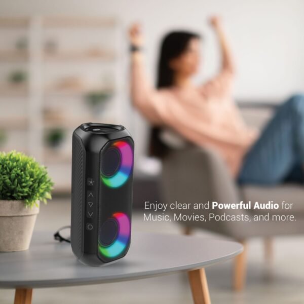 AFRA Bluetooth Speaker, 24 Watts, Black, Plastic Body, Ultra Bass, RGB Light, IPX4 Waterproof, 3.7V/2000mAh Rechargeable Battery, AF-0024BSBK, 2 Years Warranty - Image 5
