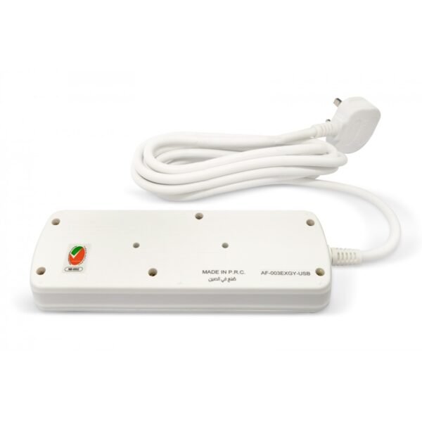 AFRA Universal Extension Cord, 2Way 2USB 3M, 2 Universal Sockets, 2 USB Ports, 3 Meter Cable, Plastic Housing, 250V AF-003EXGY-USB, 2 Years Warranty - Image 3