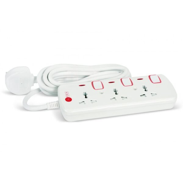 AFRA Extension Cord 5m, 3Way, 3 Universal Sockets, 5 Meter Cable, Easy Set-Up & Storage, Shockproof, 250V with 2 years warranty - Image 3
