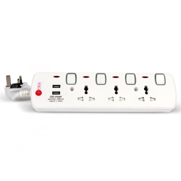 AFRA Extension Cord 3m, 2USB 3M, Plastic Housing, Shock proof, 250V, AF-004EXGY-USB with 2 Years Warranty, - Image 2