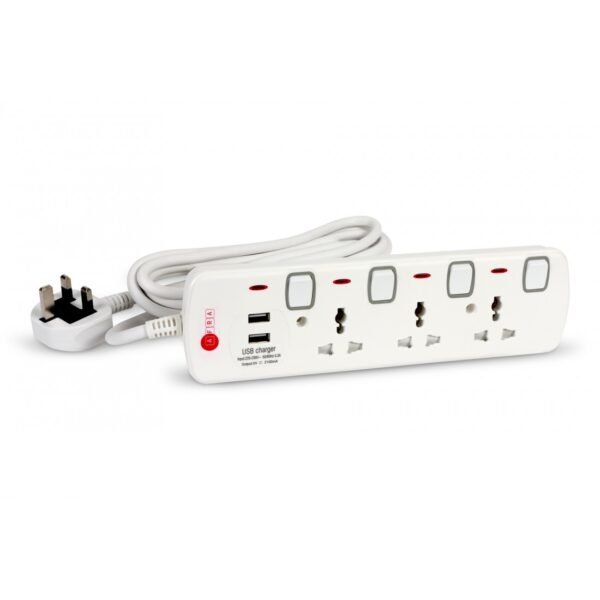 AFRA Extension Cord 3m, 2USB 3M, Plastic Housing, Shock proof, 250V, AF-004EXGY-USB with 2 Years Warranty, - Image 3