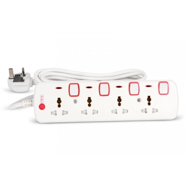 AFRA Extension Cord 10m, 4 Way, 4 Universal Sockets, 10 Meter Cable, Easy Set-Up & Storage, Shockproof, 250V, AF-004EXRD-10MT, with 2 years warranty - Image 4