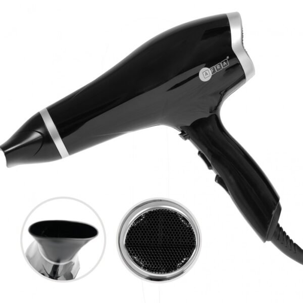 AFRA Hair Dryer, DC Motor, 2 Speeds, 3 Heat Settings, Cool Shot Function, Concentrator, Removable Filter, Ionic Function, AF-2300HDBK, 2-year warranty - Image 2