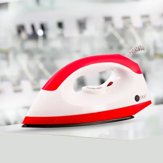 AFRA 1000W Dry Iron – Non-Stick Soleplate, Adjustable Temperature Control, White/Red - Image 2