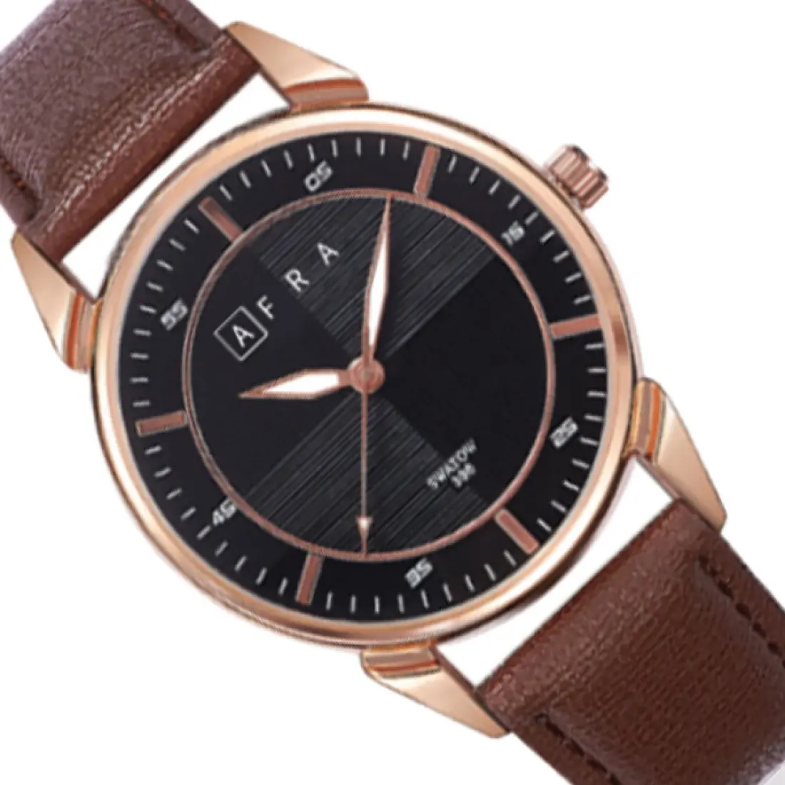 AFRA Conrad Gents Watch | Rose Gold Metal Alloy Case | Leather Strap | 30m Water Resistant | AF10703 - Image 3