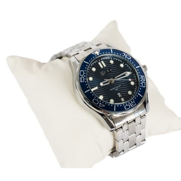 AFRA NAVIGATOR GENTS WATCH SILVER CASE BLUE DIAL SILVER BRACELET - Image 6