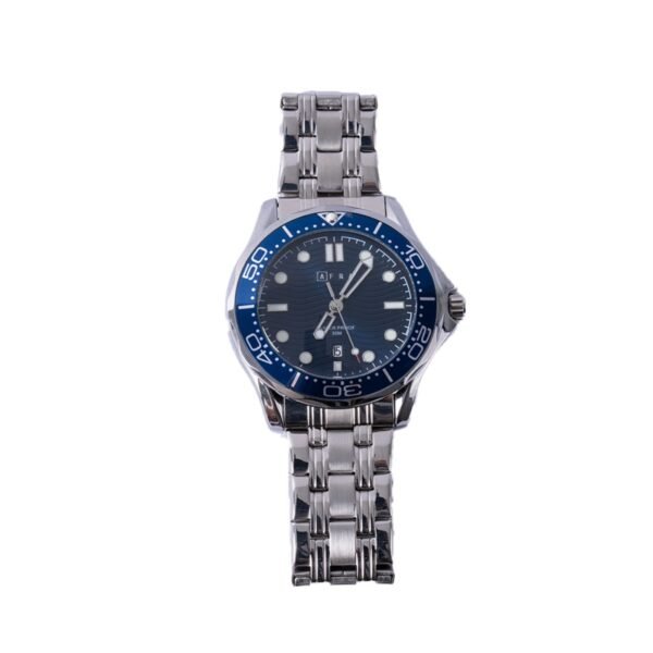 AFRA NAVIGATOR GENTS WATCH SILVER CASE BLUE DIAL SILVER BRACELET - Image 4