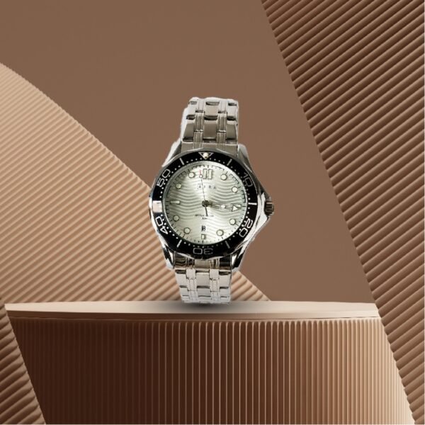 AFRA NAVIGATOR GENTS WATCH SILVER CASE WHITE DIAL SILVER BRACELET, MODEL: AF11702, 1-Year Warranty - Image 2