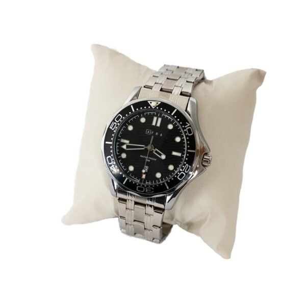 AFRA Navigator Gents Watch Silver Case Black Dial Silver Bracelet, Model: Af11703, 1-Year Warranty - Image 3