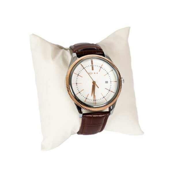 AFRA ELEMENTAL GENTS WATCH ROSE GOLD CASE WHITE DIAL BROWN LEATHER - Image 4