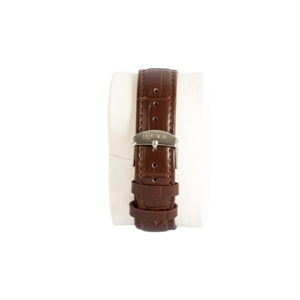 AFRA ELEMENTAL GENTS WATCH ROSE GOLD CASE WHITE DIAL BROWN LEATHER - Image 3