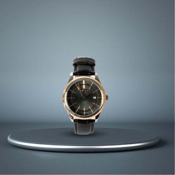 AFRA ELEMENTAL GENTS WATCH ROSE GOLD CASE BLACK DIAL BLACK LEATHER - Image 6