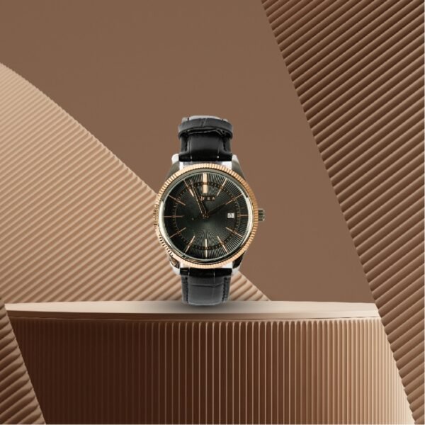 AFRA ELEMENTAL GENTS WATCH ROSE GOLD CASE BLACK DIAL BLACK LEATHER - Image 4