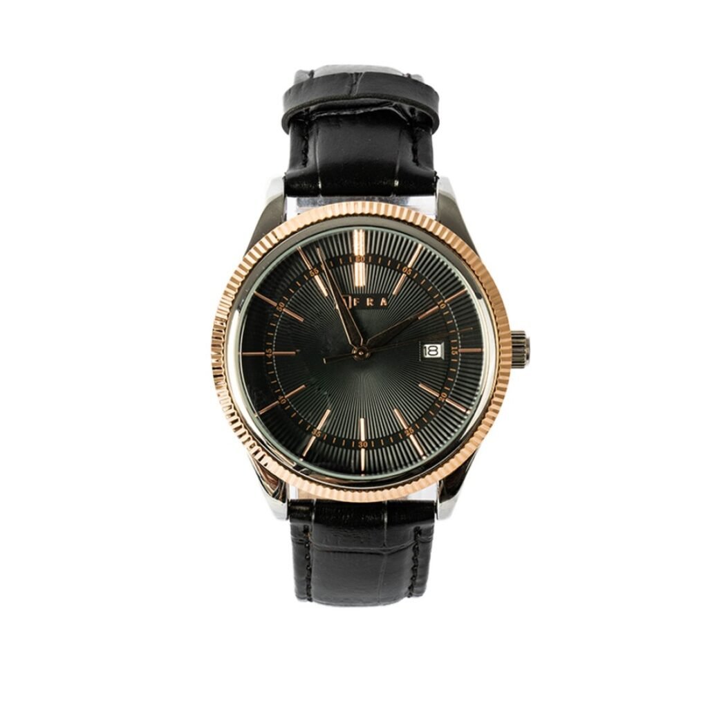 AFRA Elemental Gents Watch | Rose Gold Case | Black Dial | Black Leather Strap | AF11802