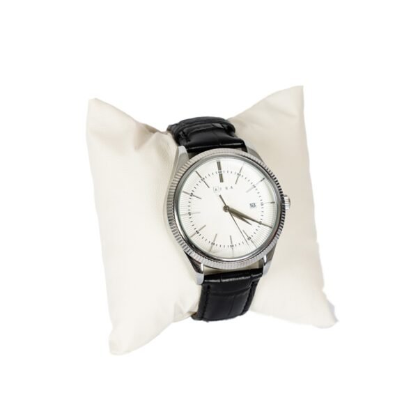 AFRA ELEMENTAL GENTS WATCH SILVER CASE WHITE DIAL BLACK LEATHER - Image 4