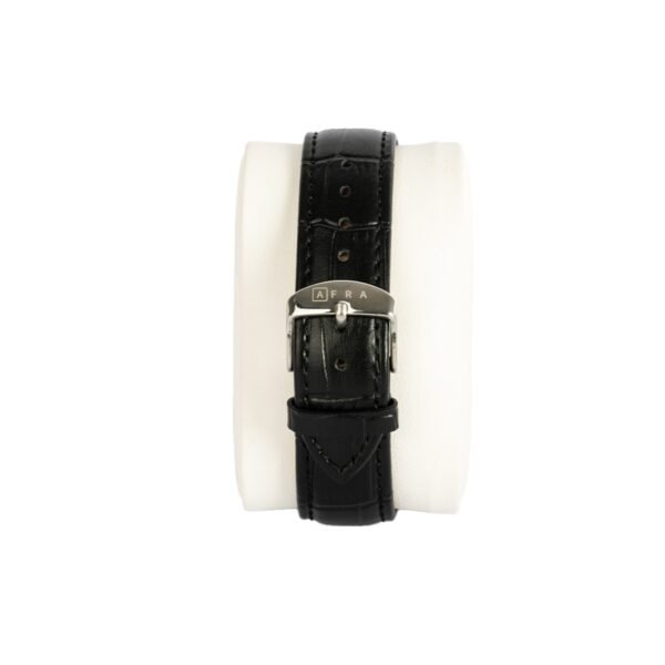 AFRA ELEMENTAL GENTS WATCH SILVER CASE WHITE DIAL BLACK LEATHER - Image 3
