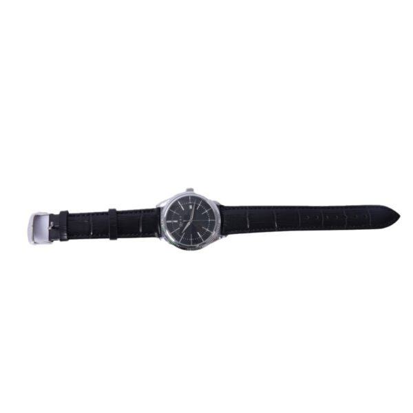 AFRA ELEMENTAL GENTS WATCH SILVER CASE BLACK DIAL BLACK LEATHER - Image 2