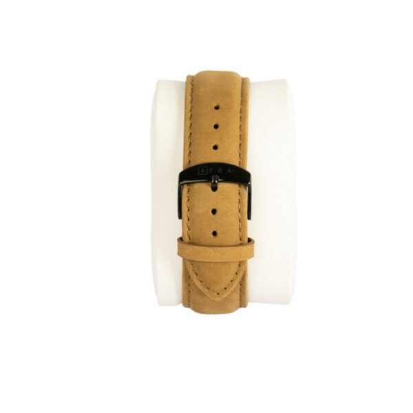 AFRA RETRONIC GENTS WATCH BLACK CASE BLACK DIAL LIGHT BROWN LEATHER - Image 5