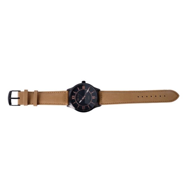 AFRA RETRONIC GENTS WATCH BLACK CASE BLACK DIAL LIGHT BROWN LEATHER - Image 4