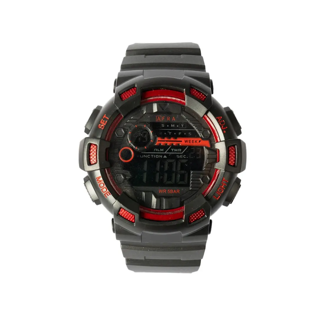 AFRA Highlander Gents Watch | Black/Red Case | Black Dial | PU Strap | Model AF12001