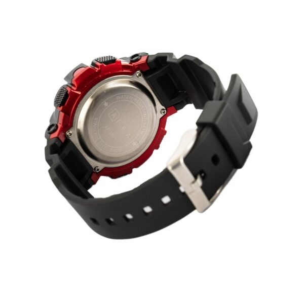 AFRA HIGHLANDER GENTS WATCH BLACK/RED CASE BLACK DIAL BLACK PU STRAP - Image 3