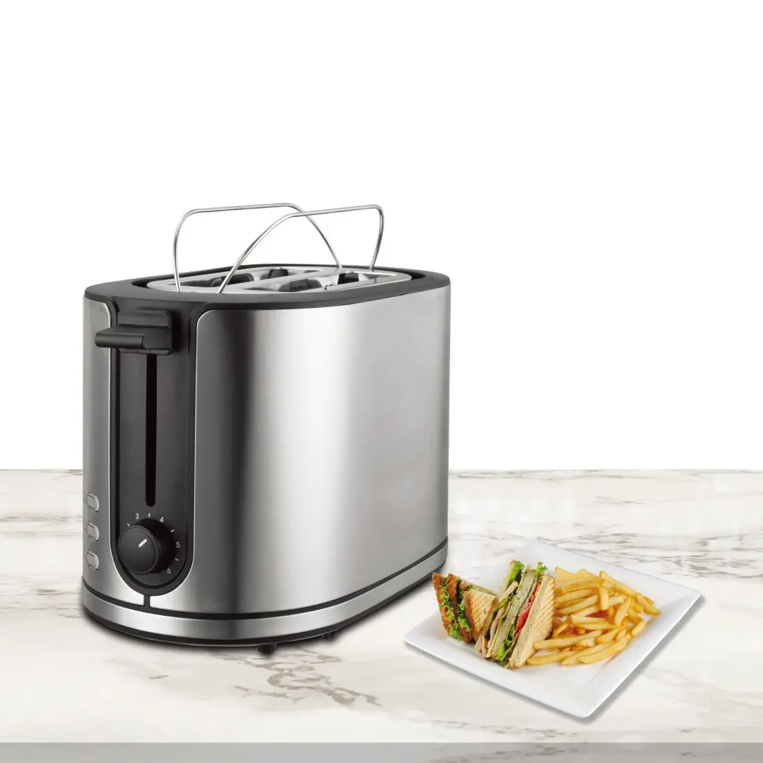 AFRA Electric Breakfast Toaster 950W – 2 Slots, Crumb Tray, Stainless Steel – AF-120900TOSS - Image 6