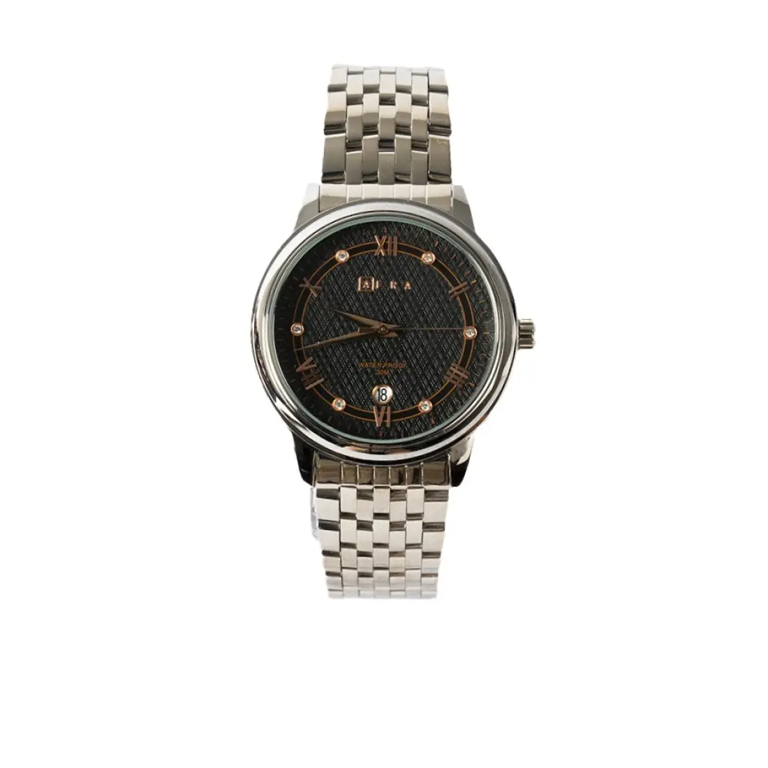 AFRA Radiant Gents Watch | Silver Case | Black Dial | Silver Bracelet | Model AF12202