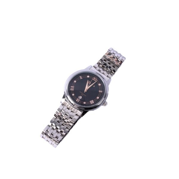 AFRA RADIANT GENTS WATCH SILVER CASE BLACK DIAL SILVER BRACELET - Image 7