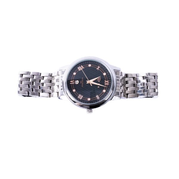 AFRA RADIANT GENTS WATCH SILVER CASE BLACK DIAL SILVER BRACELET - Image 6