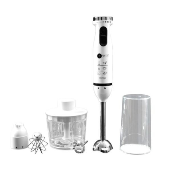AFRA Hand Blender 5 in 1, Multiple Speed Settings, Stainless Steel, Japanese Technology, 600W, Chopper, Mixing Cup, Whisk, G-Mark, ESMA, RoHS, CB, AF-14600BLCR, 2 years warranty