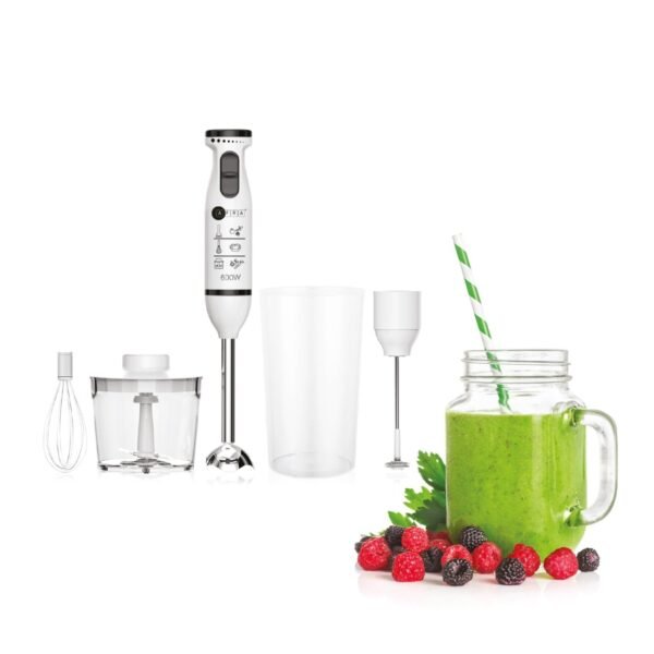 AFRA Hand Blender 5 in 1, Multiple Speed Settings, Stainless Steel, Japanese Technology, 600W, Chopper, Mixing Cup, Whisk, G-Mark, ESMA, RoHS, CB, AF-14600BLCR, 2 years warranty - Image 3