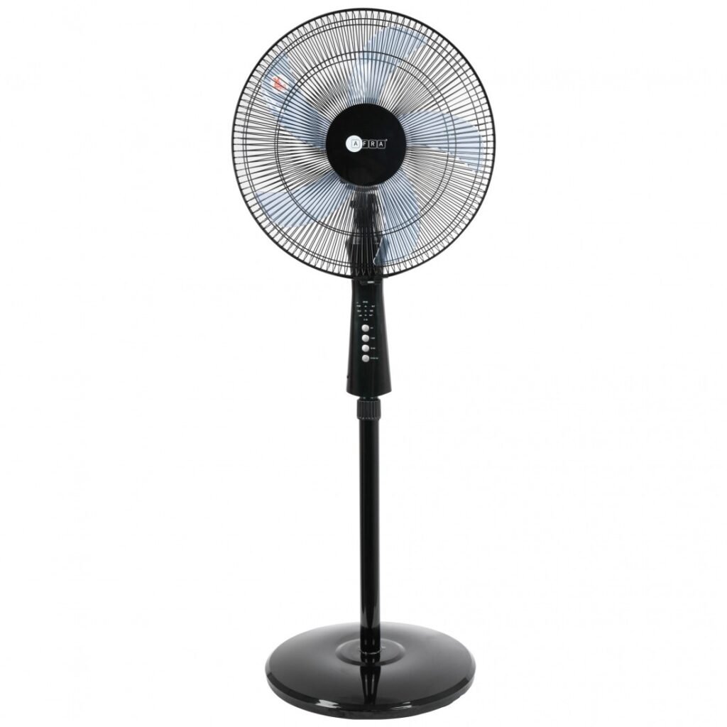 AFRA Electric Stand Fan 60W, Remote Control, Adjustable Height, 5 Blades – AF-1660BKR, 2-Year Warranty