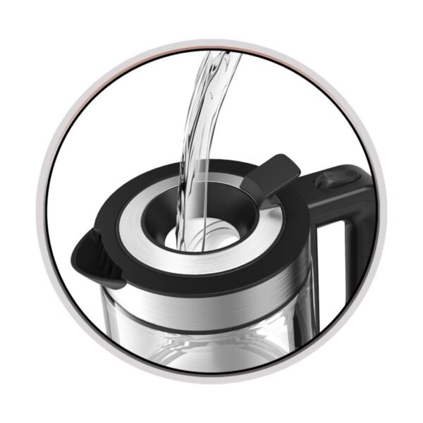 AFRA Electric Kettle 2200W – 1.7L Glass & Silver, Auto Shut-Off, AF-171850KTGS - Image 3