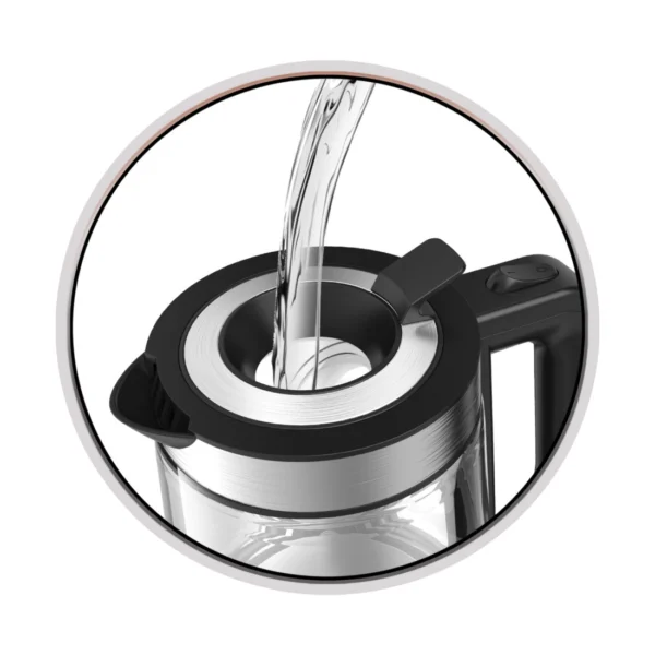 AFRA Electric Kettle 2200W – 1.7L Glass & Silver, Auto Shut-Off, AF-171850KTGS - Image 3